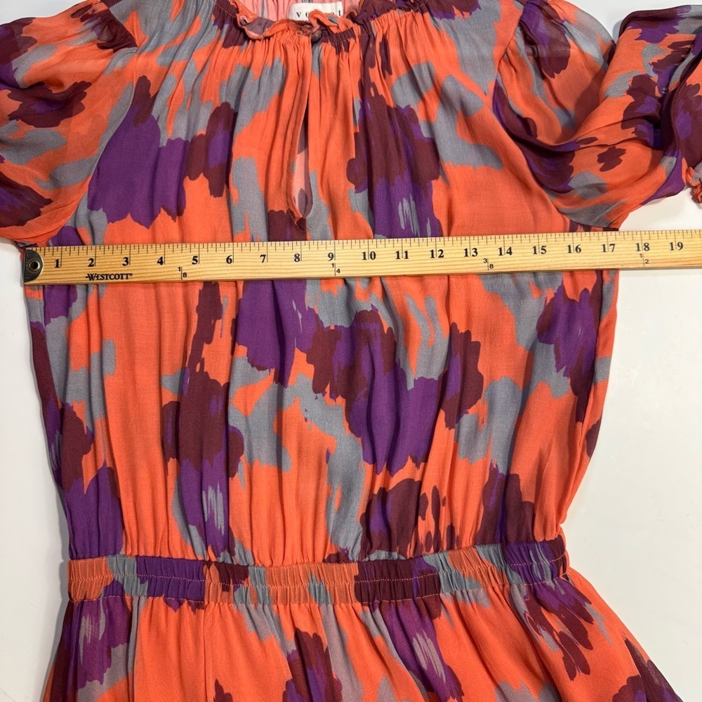 Velvet by Graham & Spencer Regina Printed Boho Dress Coral Orange Purple XS - Picture 11 of 16